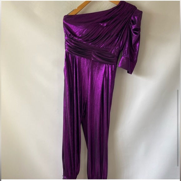 NEW Retrofete PURPLE Thambi One Shoulder Jumpsuit - Picture 4 of 6
